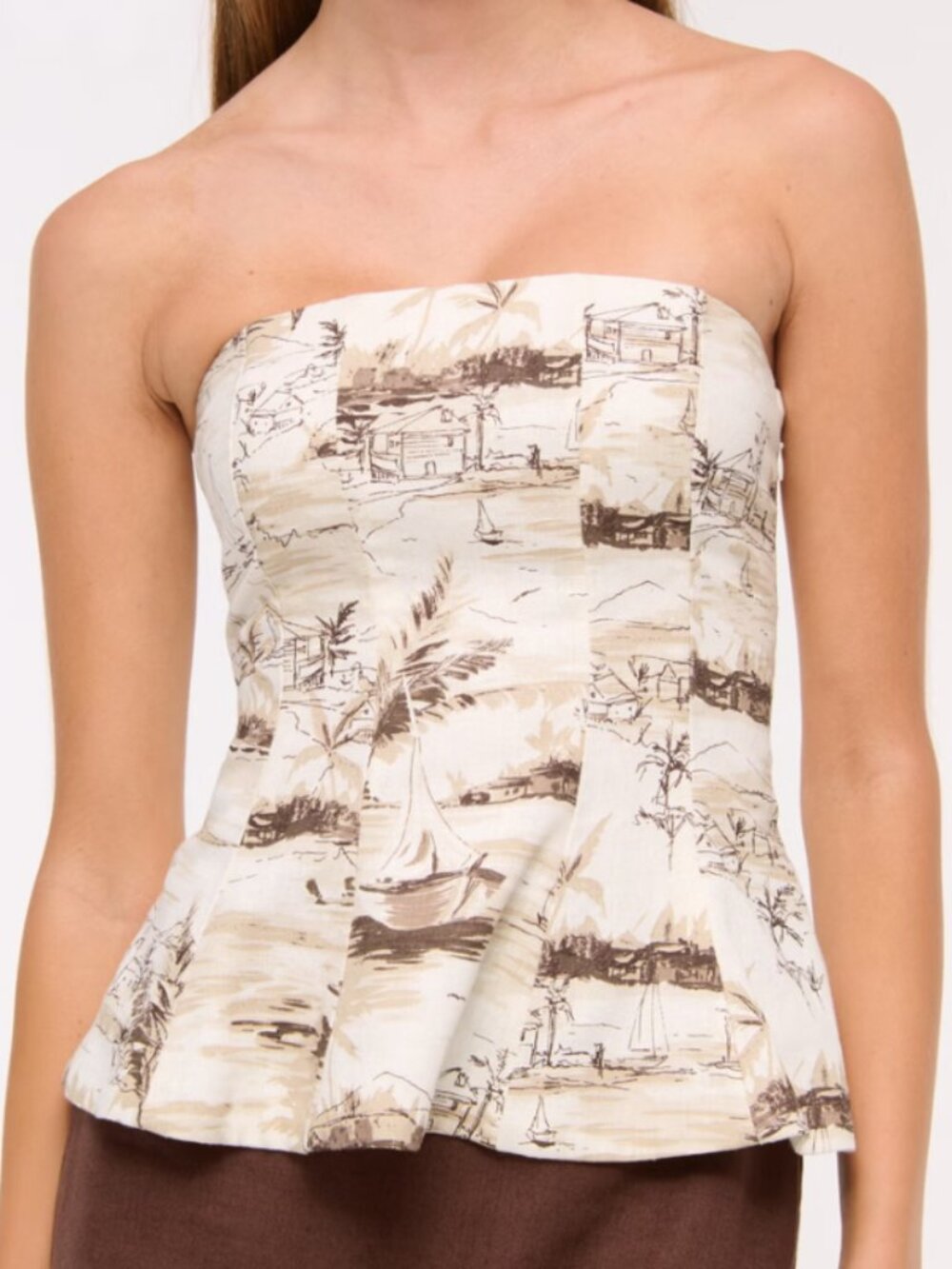 NWOT Abercrombie Linen-Blend Strapless Peplum Top